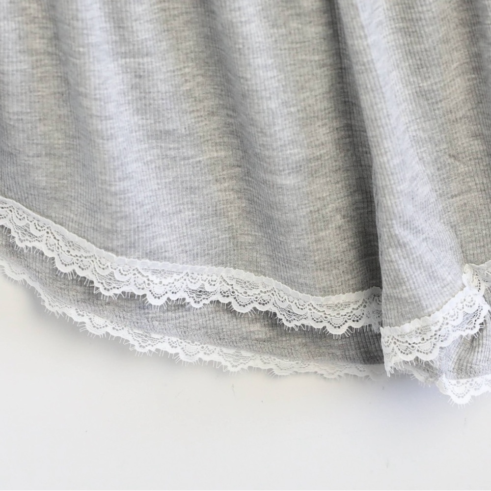 NWOT Grey Lace Pyjamas Two Piece Sleeveless pajamas new sleepwear cotton soft - Picture 6 of 12